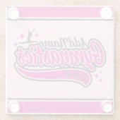 名前パーソナライズされた体操選手スプリット飛翔体操 ガラスコースター (裏面)