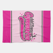 名前パーソナライズされた体操選手スプリット飛翔体操 キッチンタオル (横)