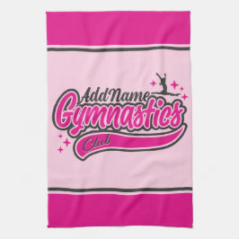 名前パーソナライズされた体操選手スプリット飛翔体操 キッチンタオル