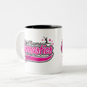 名前パーソナライズされた体操選手スプリット飛翔体操 ツートーンマグカップ (正面左)