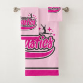 名前パーソナライズされた体操選手スプリット飛翔体操 バスタオルセット (インサイチュ)