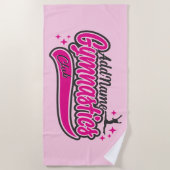 名前パーソナライズされた体操選手スプリット飛翔体操 ビーチタオル (正面)