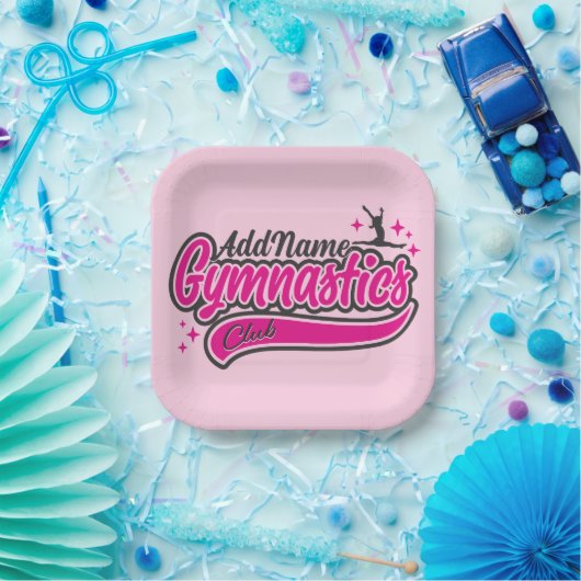 名前パーソナライズされた体操選手スプリット飛翔体操 ペーパープレート (パーティー)