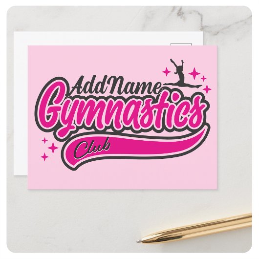 名前パーソナライズされた体操選手スプリット飛翔体操 ポストカード