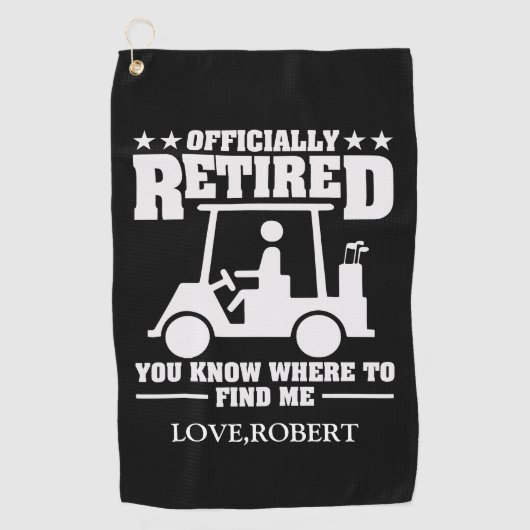名前パーソナライズされた公式ギフト退職したゴルフパパ ゴルフタオル (正面)