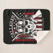 名前パーソナライズされた兵士スカルデュアルガン米国国旗 シェルパブランケット (正面(横))