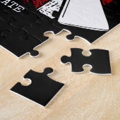 名前パーソナライズされた兵士スカルデュアルガン米国国旗 ジグソーパズル (側面)