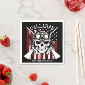 名前パーソナライズされた兵士スカルデュアルガン米国国旗 スタンダードカクテルナプキン (インサイチュ)