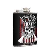 名前パーソナライズされた兵士スカルデュアルガン米国国旗 フラスク (右)