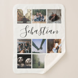 名前パーソナライズされた写真のコラージュ シェルパブランケット