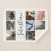 名前パーソナライズされた写真のコラージュ シェルパブランケット (正面(横))