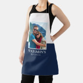 名前パーソナライズされた写真ダークブルーモダン エプロン (インサイチュ)