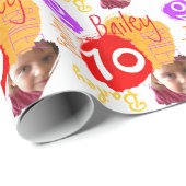 名前パーソナライズされた写真10th birthdayラップ絵を描 ラッピングペーパー (ロールコーナー)