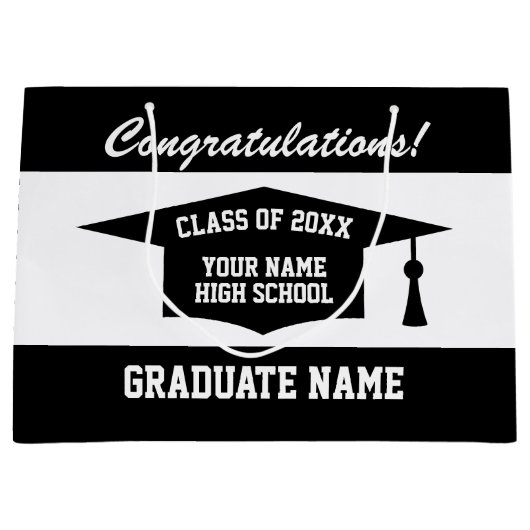 名前パーソナライズされた卒業2025大のクラス ラージペーパーバッグ (正面)