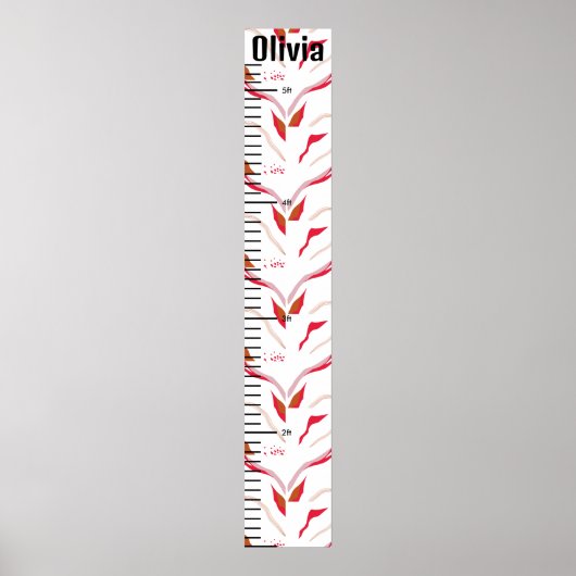 名前パーソナライズされた印刷かわいいベビー成長グラフ ポスター (正面)