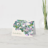 名前パーソナライズされた大理石スワールパープルグリーン ノートカード (正面)