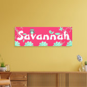 名前パーソナライズされた女の子キャンバスプリントホットピンク キャンバスプリント (インサイチュ (リビング))