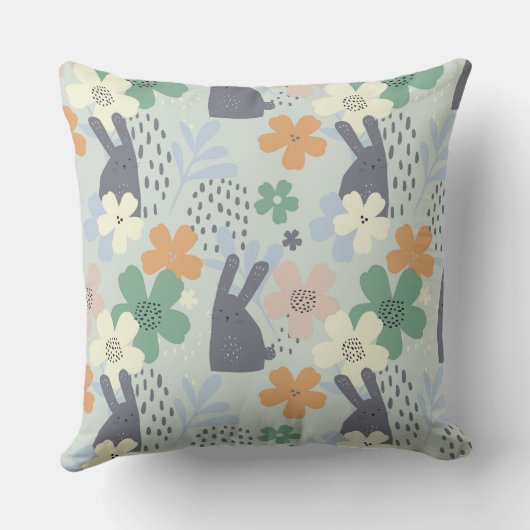 名前パーソナライズされた子かわいいパターン クッション (裏面)