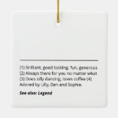 名前パーソナライズされた定義のミニマモダンリスト セラミックオーナメント (裏面)