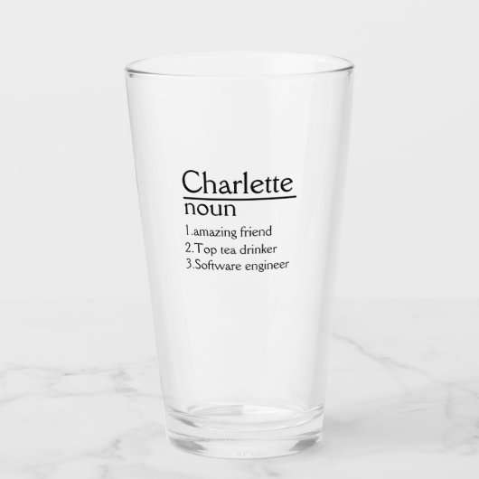 名前パーソナライズされた定義ガラスのカップ タンブラーグラス (正面)