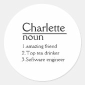 名前パーソナライズされた定義クラシック円記号 ラウンドシール (正面)