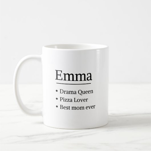 名前パーソナライズされた定義グレーのサテンマグ コーヒーマグカップ (左)