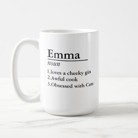 名前パーソナライズされた定義グレーサテンマグレーザー コーヒーマグカップ (左)