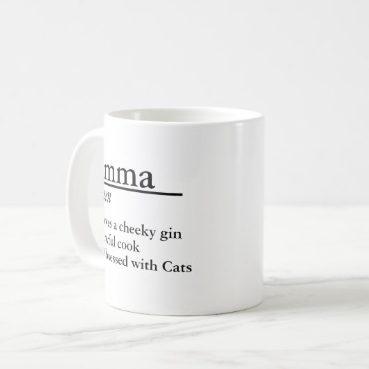 名前パーソナライズされた定義グレーサテンマグレーザー コーヒーマグカップ (正面左)