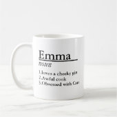 名前パーソナライズされた定義グレーサテンマグレーザー コーヒーマグカップ (左)