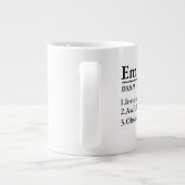 名前パーソナライズされた定義グレーサテンマグレーザー ジャンボコーヒーマグカップ (裏面)