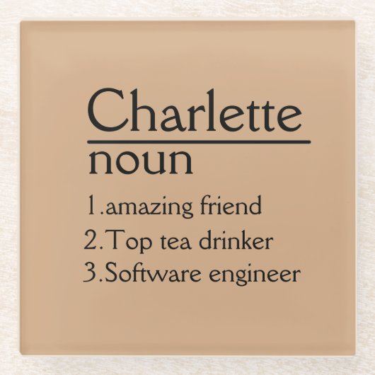 名前パーソナライズされた定義コースター ガラスコースター (正面)