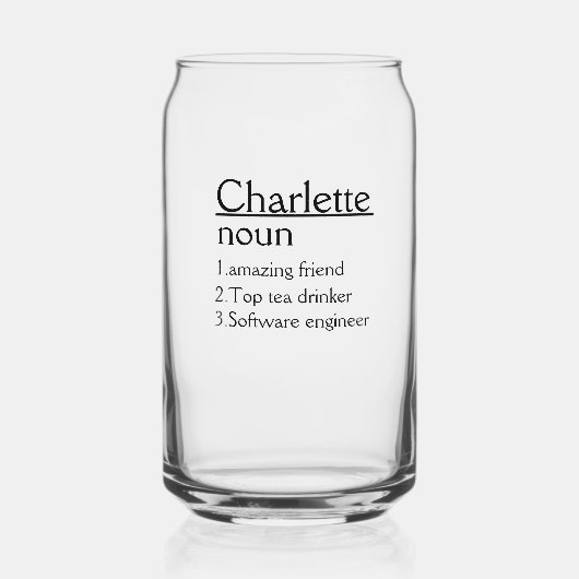 名前パーソナライズされた定義タンブラー ガラス缶 (裏面)