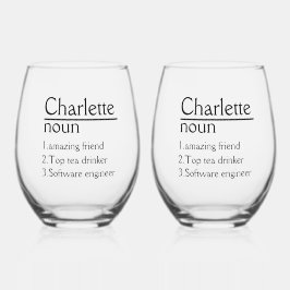 名前パーソナライズされた定義タンブラー ステムなしワイングラス