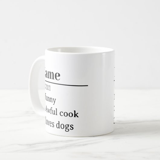 名前パーソナライズされた定義マグギフトアイディアの前 コーヒーマグカップ (正面左)