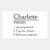 名前パーソナライズされた定義Rectangleステッカー 長方形シール (正面)