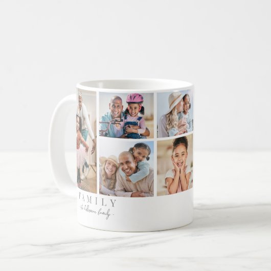 名前パーソナライズされた家族の写真のコラージュ コーヒーマグカップ (正面左)
