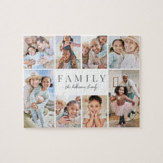 名前パーソナライズされた家族の写真のコラージュ ジグソーパズル (横)
