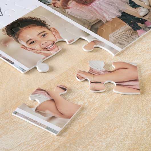 名前パーソナライズされた家族の写真のコラージュ ジグソーパズル (側面)