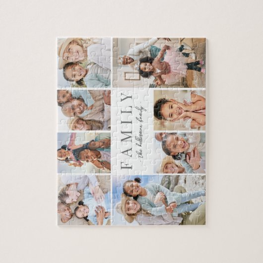 名前パーソナライズされた家族の写真のコラージュ ジグソーパズル (縦)