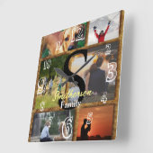 名前パーソナライズされた家族の写真ウォールクロック スクエア壁時計 (傾斜)