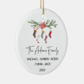 名前パーソナライズされた家族クリスマス飾り セラミックオーナメント (右)