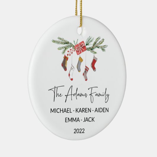 名前パーソナライズされた家族クリスマス飾り セラミックオーナメント (右)