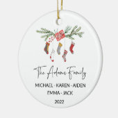名前パーソナライズされた家族クリスマス飾り セラミックオーナメント (左)