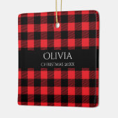 名前パーソナライズされた年バッファロープレイド セラミックオーナメント (左)