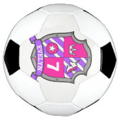 名前パーソナライズされた年齢の女の子サッカーのサッカーシールド サッカーボール (回転)