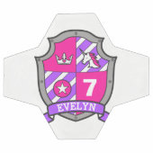 名前パーソナライズされた年齢の女の子サッカーのサッカーシールド サッカーボール (フラット)