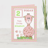 名前パーソナライズされた年齢小さな女の子誕生日 カード (正面)