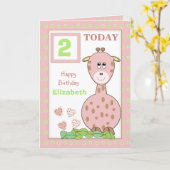 名前パーソナライズされた年齢小さな女の子誕生日 カード (黄色い花)