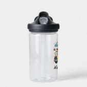 名前パーソナライズされた建築車男の赤ちゃん ウォーターボトル (正面)