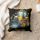 名前パーソナライズされた建築車男の赤ちゃん クッション (ブランケット)